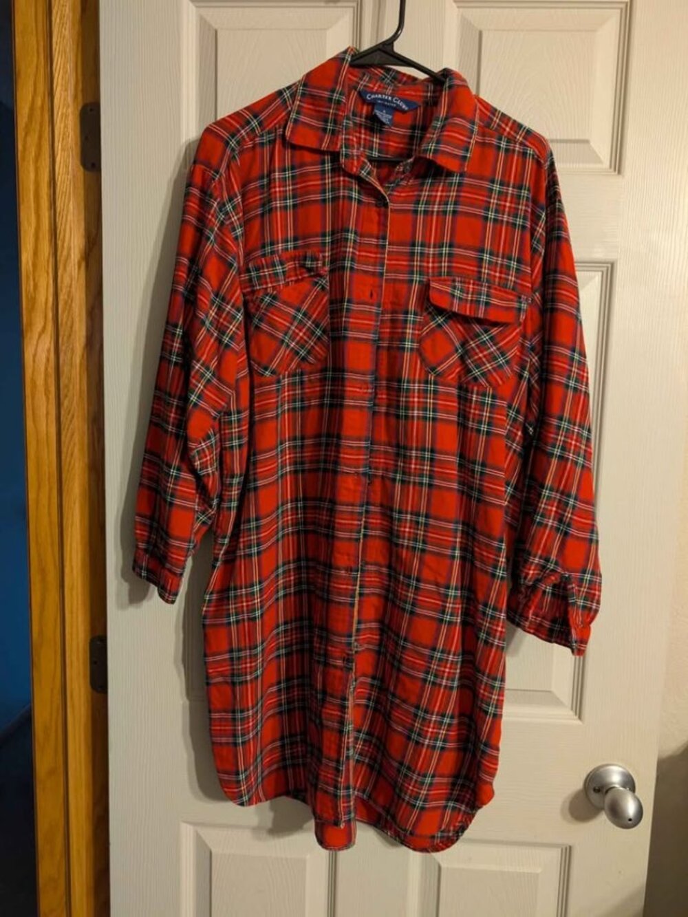 Vintage plaid women's sleep shirt size small